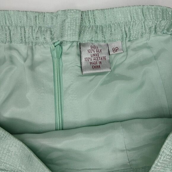 Adrianna Papell Petites Silk Skirt Suit Set 8P Sea Green Floral Designer NWT - Picture 7 of 9